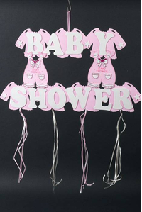 17" X 31" GIRL OVERALL FOAM SIGN W/STREAMER PINK
