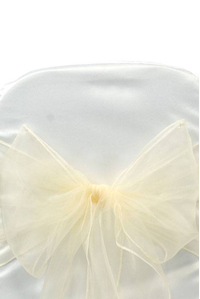 9" X 10FT ORGANZA CHAIR BOW IVORY PKG/6