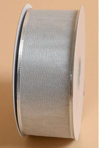2.5" X 50YDS LUSTROUS WIRED RIBBON SILVER