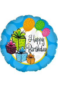 18" ROUND FOIL BALLOON HAPPY BIRTHDAY PKG/10