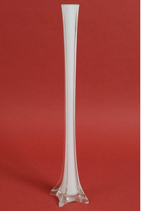 20" EIFFEL TOWER GLASS VASE WHITE