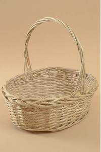 17.5" LARGE OVAL WILLOW BASKET W/HANDLE NATURAL