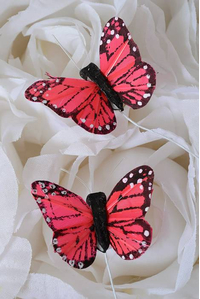 1" MINI BUTTERFLY CORAL/RED PKG/12