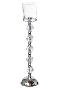 15.5" GLASS CANDLE HOLDER CLEAR