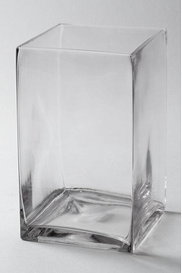 6" X 6" X 10" GLASS SQUARE VASE CLEAR
