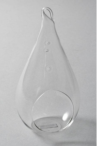 7" GLASS TEARDROP TERRARIUM W/HOOK CLEAR