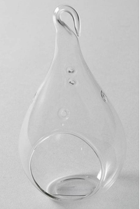 5.5" GLASS TEARDROP TERRARIUM W/HOOK CLEAR