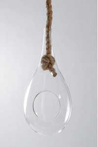 13" GLASS HANGING TEARDROP TERRARIUM CLEAR