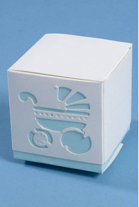 2" TWO PIECE BOX W/BABY CARRIAGE BLUE PKG/25