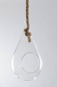 10" GLASS HANGING TEARDROP TERRARIUM CLEAR