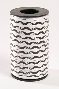 3/8" X 250YDS MUSTASH CURLING RIBBON BLACK/WHITE