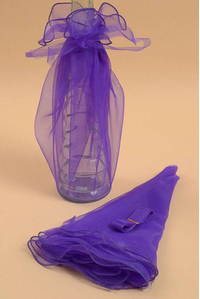 28" ROUND ORGANZA WINE BOTTLE WRAP PURPLE PKG/6