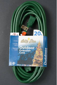 20FT OUTDOOR EXTENSION CORD GREEN