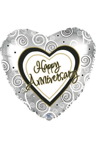 18" HEART FOIL BALLOON HAPPY ANNIVERSARY PKG/10