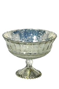 4.5" GLASS BOWL ANTIQUE SILVER