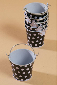 2" X 2.25" METAL BUCKET W/DOTS BLACK/WHITE PKG/6