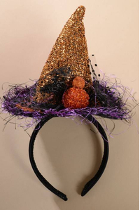 WITCH HAT HEADBAND ORANGE/PURPLE