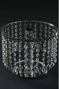 9.75" ROUND GLASS STAND W/ACRYLIC BEADS CLEAR