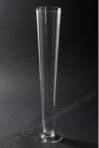 5" X 4.25" X 23.5" FLUTED GLASS VASE CLEAR