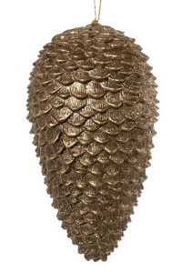 12.5" GLITTER SEQUIA PINE CONE ORNAMENT CHAMPAGNE