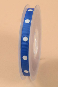 3/8" X 17YDS GROSGRAIN POLKA-DOT RIBBON ELECTRIC BLUE/WHITE