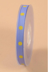 3/8" X 17YDS GROSGRAIN POLKA-DOT RIBBON IRIS/LEMON