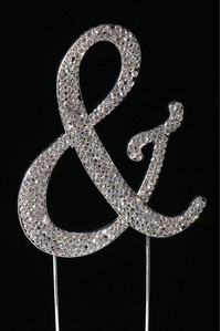 4.5" RHINESTONE SYMBOL "&" CAKE TOPPER SILVER