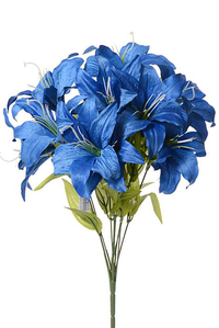 18" SILK TIGER LILY BUSH X11 ROYAL BLUE