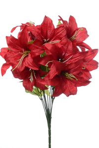 18" SILK TIGER LILY BUSH X11 RED