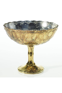 8" X 7" GLASS DESIRAY COMPOTE GOLD