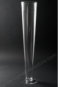 5" X 4.75" X 23.5" FLUTED GLASS VASE CLEAR