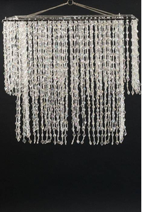 18" TWO TIER SQUARED SPARKLE BEADED CHANDELIER CRYSTAL