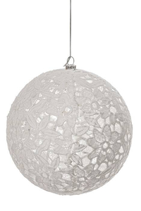150MM BALL CLEAR WITH TRANSPARENT BALL BAG WHITE LACE FLOWERS