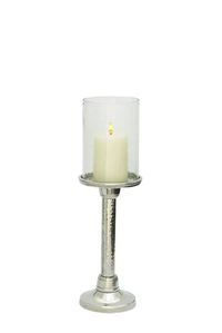 18" HALUM GLASS CANDLE HOLDER SILVER