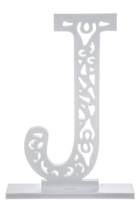 19.75" CARVED LETTER "J" WHITE