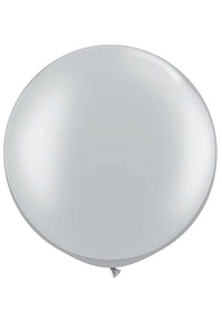 3FT METALLIC LATEX BALLOON SILVER PKG/2