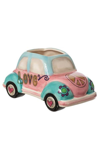 6.75"x 3.75" PASTEL VW BUG PLANTER PINK/BLUE