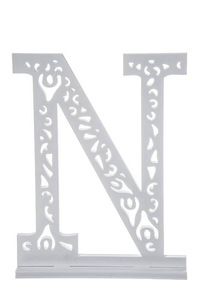 19.75" CARVED LETTER "N" WHITE