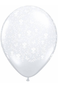 11" ROUND FLOWERS LATEX BALLOON CRYSTAL CLEAR PKG/100