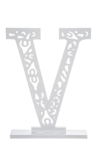 19.75" CARVED LETTER "V" WHITE