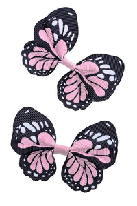 2.5" RIBBON BUTTERFLY PEARL PINK//BLACK PKG/12