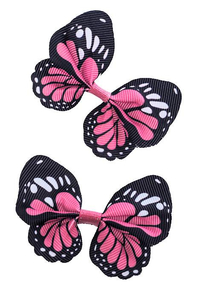 2.5" RIBBON BUTTERFLY HOT PINK/BLACK PKG/12