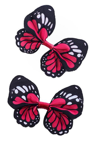 2.5" RIBBON BUTTERFLY SHOCKING PINK/BLACK PKG/12