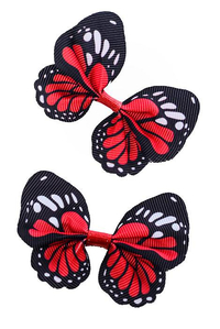 2.5" RIBBON BUTTERFLY POPPY RED/BLACK PKG/12