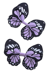 2.5" RIBBON BUTTERFLY LIGHT ORCHID/BLACK PKG/12