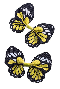 2.5" RIBBON BUTTERFLY LEMON/BLACK PKG/12