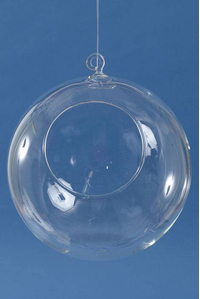 7" HANGING CANDLE HOLDER ROUND GLASS