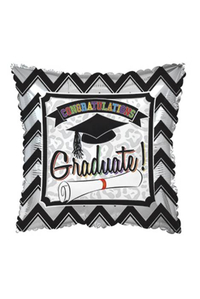 17" GRAD CHEVRON PILLOW SILVER/BLACK PKG/10