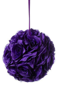 10" ROSE BALL W/RIBBON PURPLE