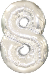 42" NUMBER EIGHT SHAPE-A-LOON SILVER